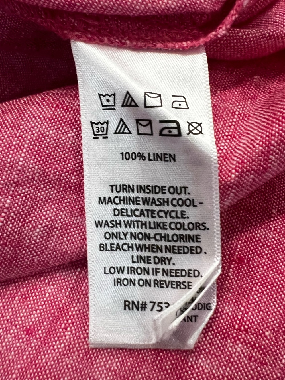 Tahari Linen Three Quarter Sleeve Heathered Pink V-Neck Tunic Blouse Size 1X - Picture 7 of 7